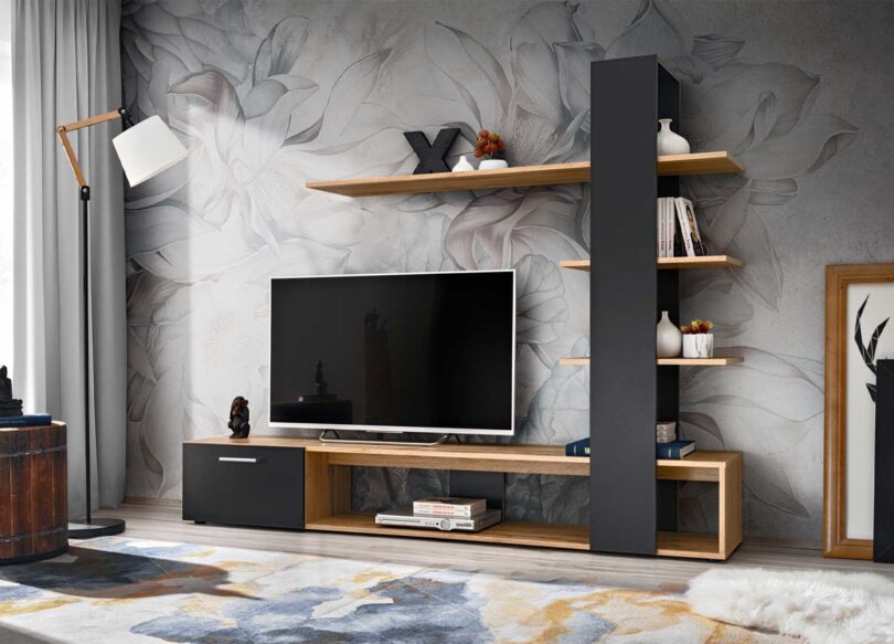 Meuble tv avec étagères et rangement