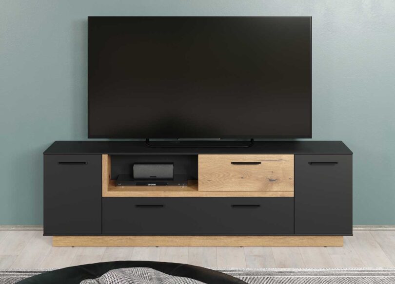 Meuble tv design anthracite et bois