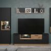 Ensemble TV moderne noir et aspect bois