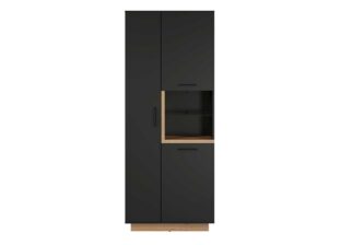 Meuble vitrine aspect bois et gris anthracite