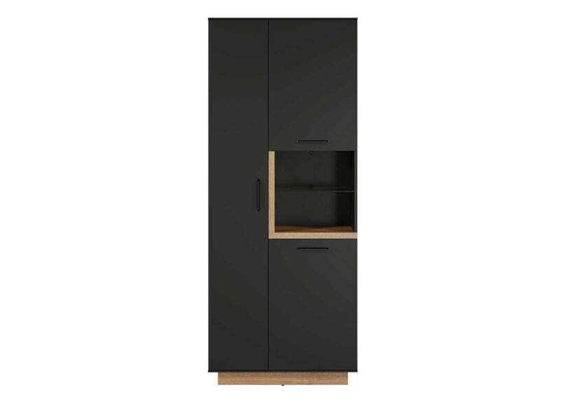 Meuble vitrine aspect bois et gris anthracite