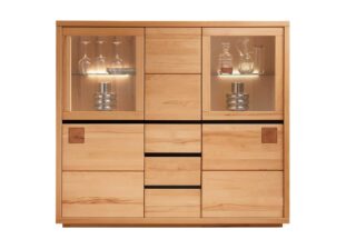 Meuble vitrine en bois massif 4 portes