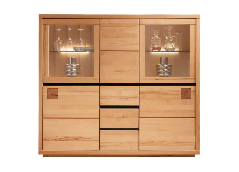 Meuble vitrine en bois massif 4 portes