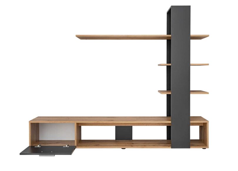 Meuble de salon en bois et noir mat contemporain