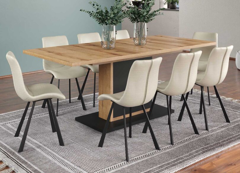 Table de repas design bois et noire