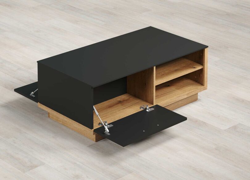 Ouverture de la table de salon noire