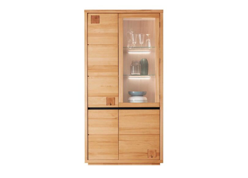 Vitrine en bois de hêtre massif porte vitrée