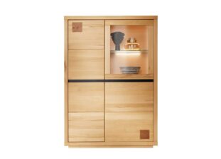Meuble vitrine en bois massif de hêtre huilé