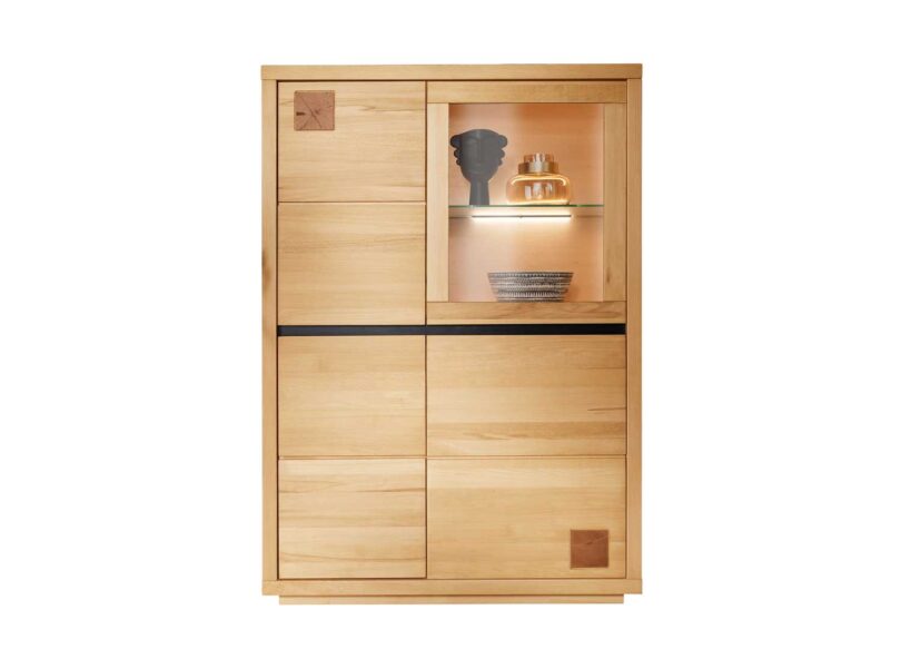 Meuble vitrine en bois massif de hêtre huilé