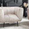 Fauteuil de salon relax en velours champagne