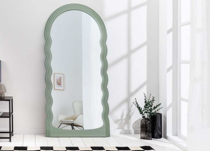 Miroir vagues couleur vert sauge