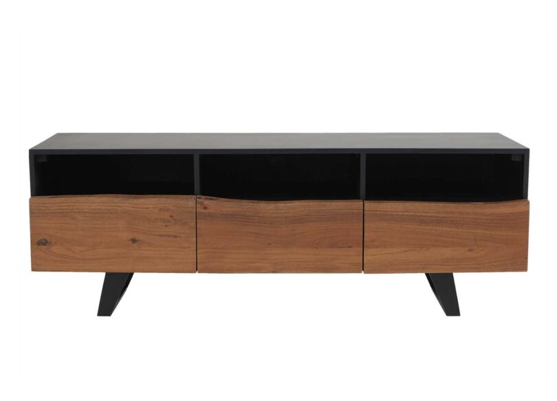 Meuble TV bois d'acacia massif et corps anthracite