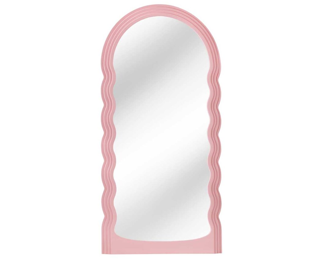 Miroir arche avec vagues de couleur rose