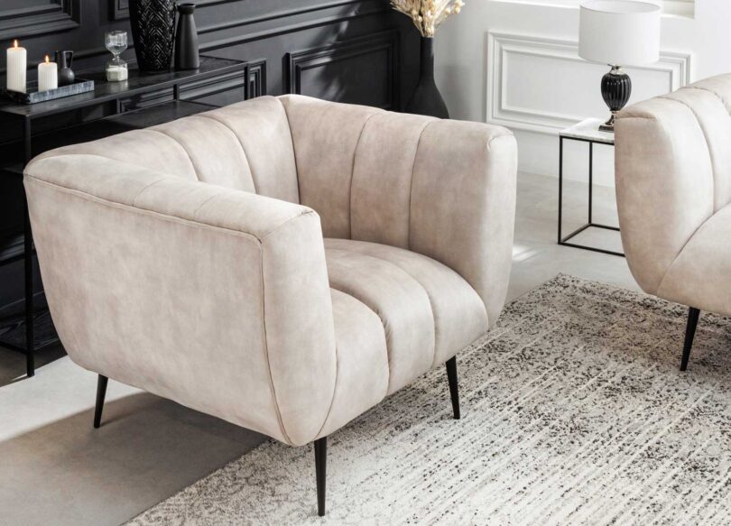 Fauteuil relax en velours champagne moderne