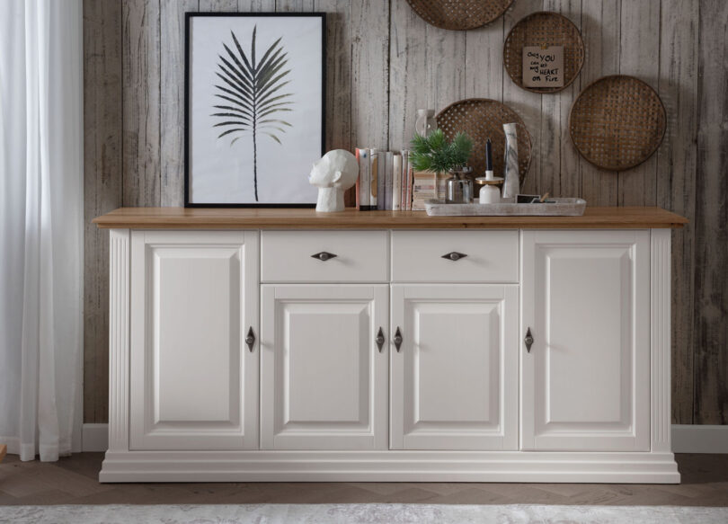 Buffet 200cm en bois massif de pin blanc