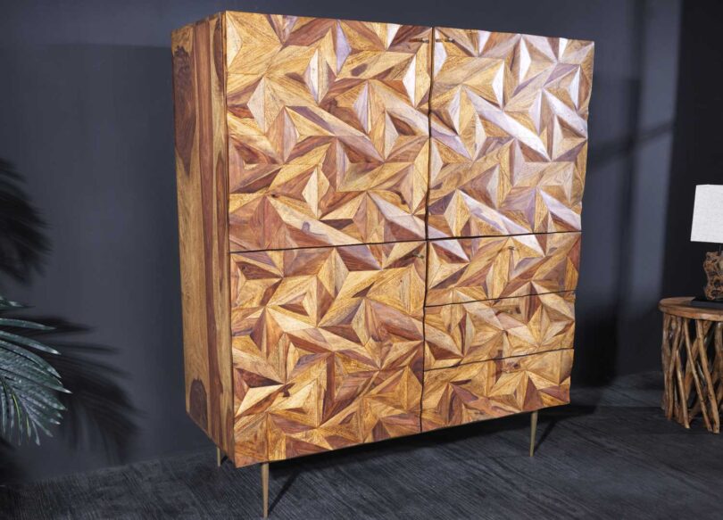 Buffet décor fait main en bois massif naturel