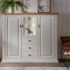 Meuble buffet en bois de pin massif avec vitre