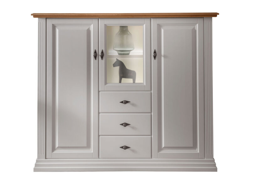 Buffet 3 portes en bois blanc massif