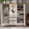 Ouverture du meuble buffet en bois cottage