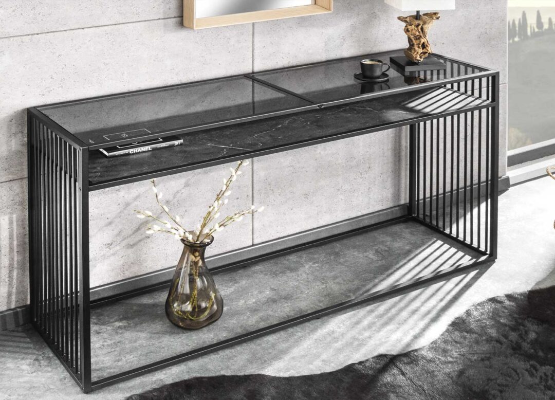 Console aspect marbre foncé design
