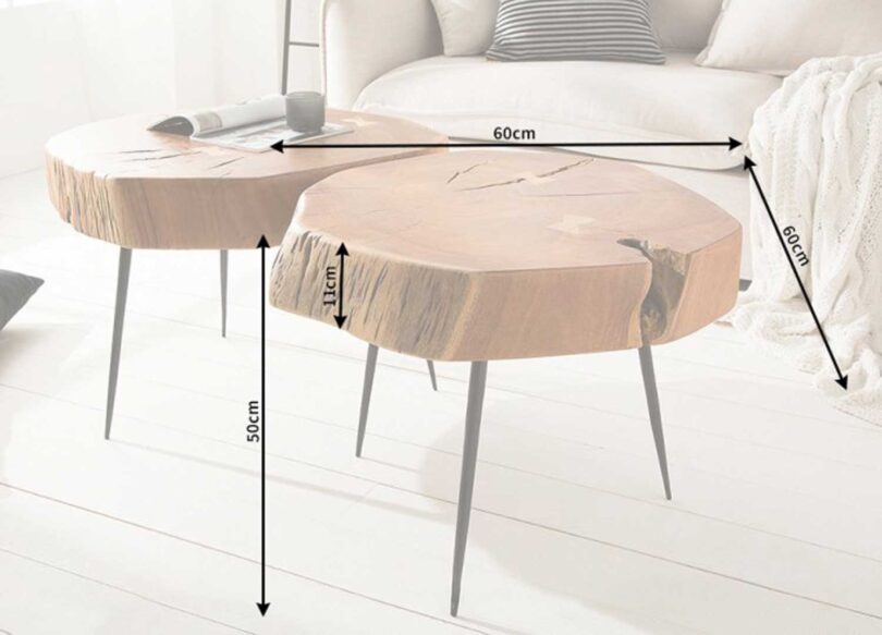 Dimensions de la table basse ronde en bois