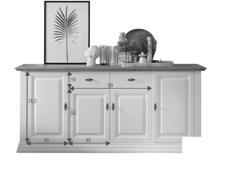 Dimensions du buffet en bois de pin massif