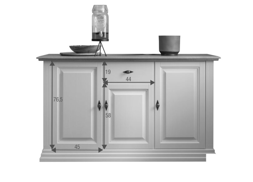 Dimensions du buffet en bois de pin blanc