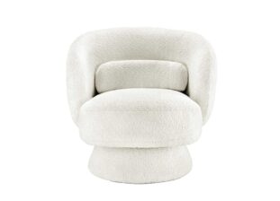 Fauteuil de salon en tissu bouclé blanc moderne