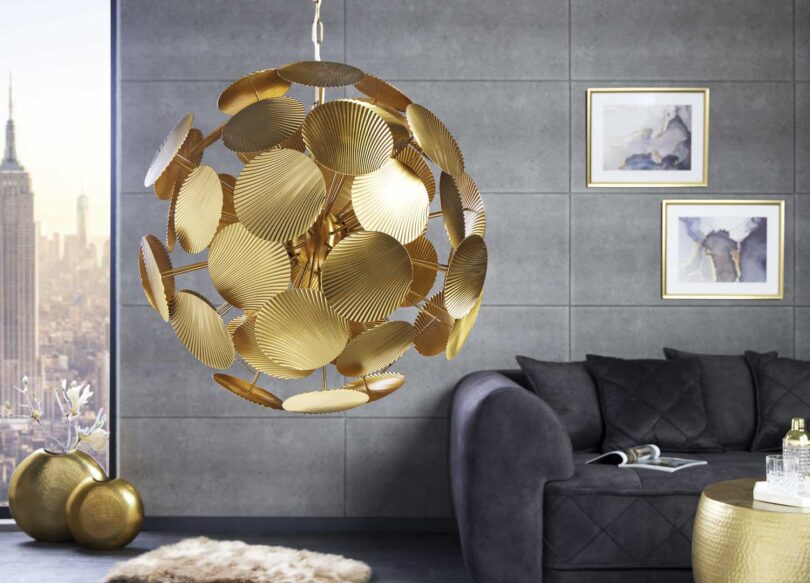 Lampe suspendu doré design