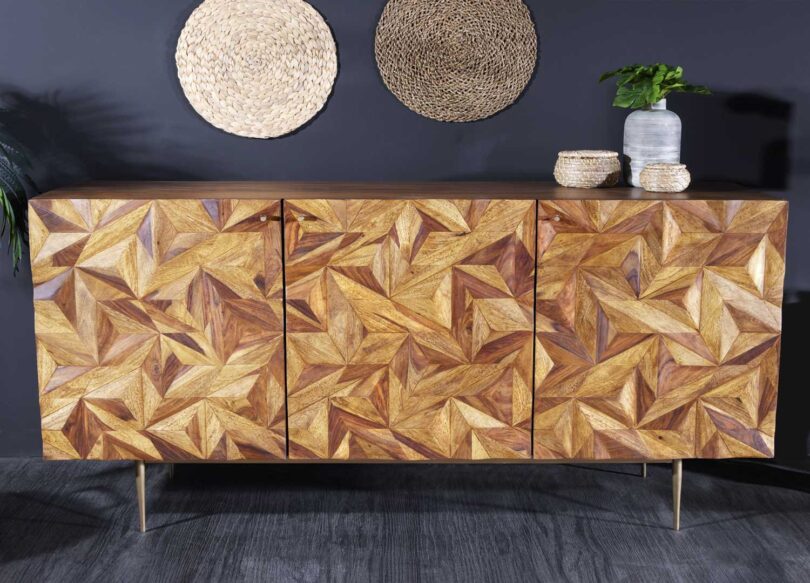 Buffet 3 portes en bois de sesham massif