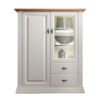 Commode vitrée en bois massif blanc