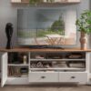 Ouverture du meuble tv blanc cottage
