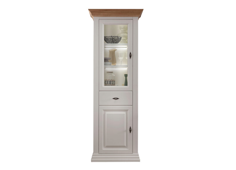 Vitrine haute en bois de pin massif blanc