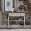 Ouverture du buffet en bois de pin massif blanc