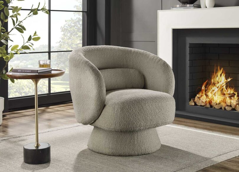 Siège en tissu bouclé rotatif