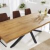 Table de repas rectangulaire en bois de chêne longueur 200cm ou 240cm