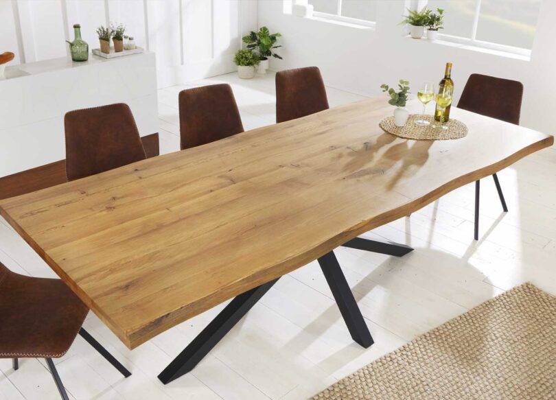 Table de repas rectangulaire en bois de chêne longueur 200cm ou 240cm