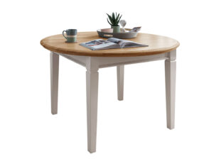 Table de repas ronde en bois massif de chêne et pin blanc