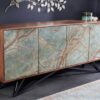 Meuble buffet en bois d'acacia massif et pierre naturelle