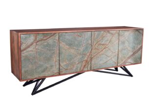 Buffet en bois d'acacia massif et pierre naturelle