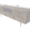 Dimensions du meuble tv en bois massif de sesham avec décor 3d en façades