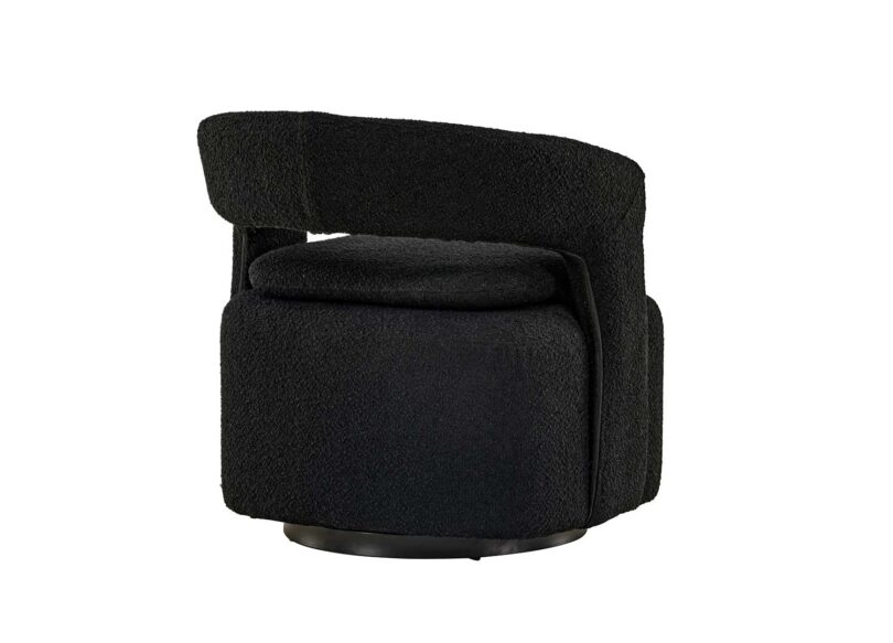 Fauteuil noir en tissu bouclette