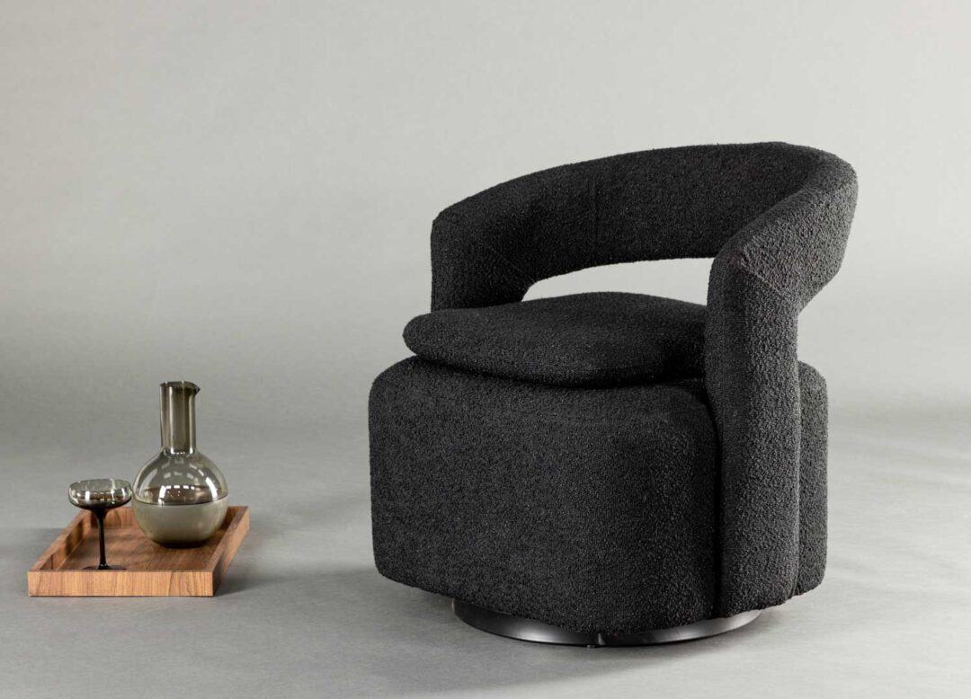 Fauteuil en tissu bouclette noir