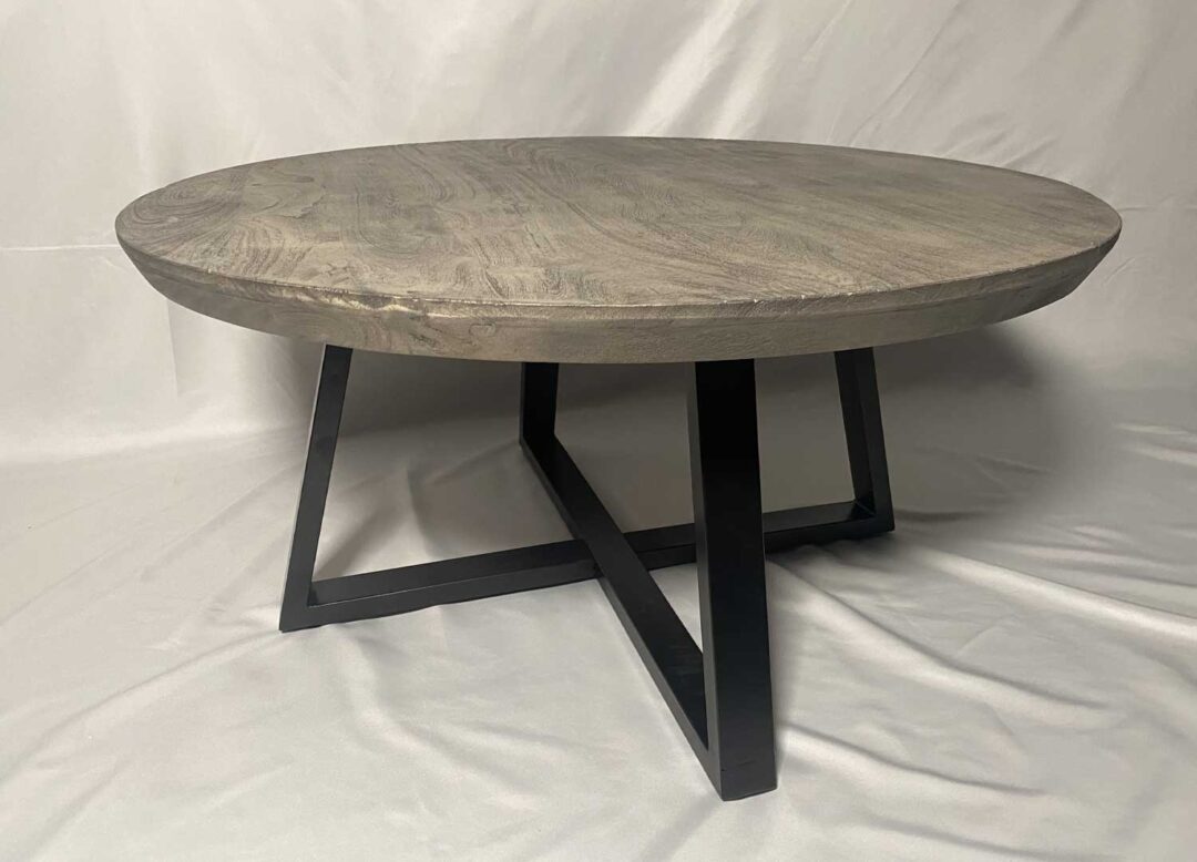 Table basse ronde bois foncé