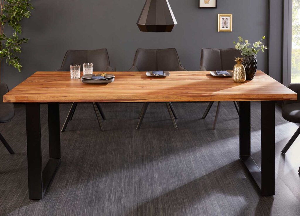 Grande Table Salle à Manger En Bois Massif Noyer Blond – 8 Couverts, 120 Cm, époque XIXe