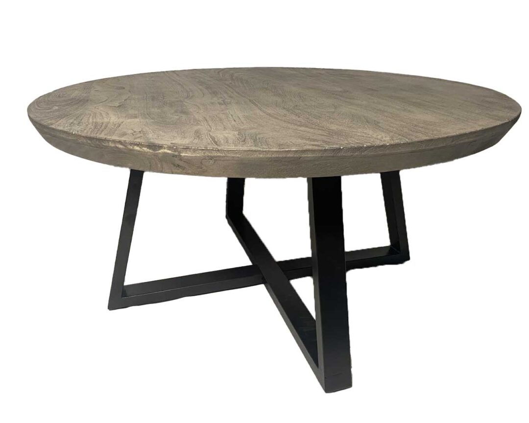 Table basse ronde bois foncé
