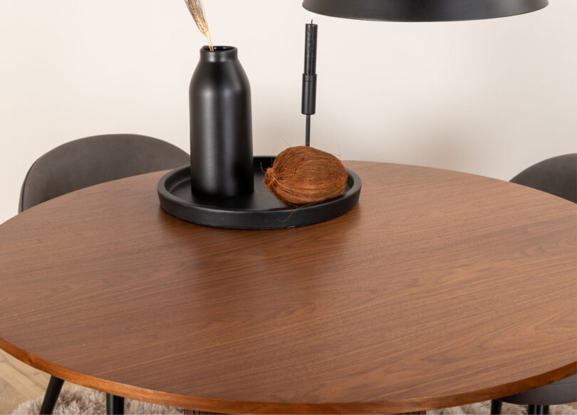 Plateau rond placage noyer de la table de repas