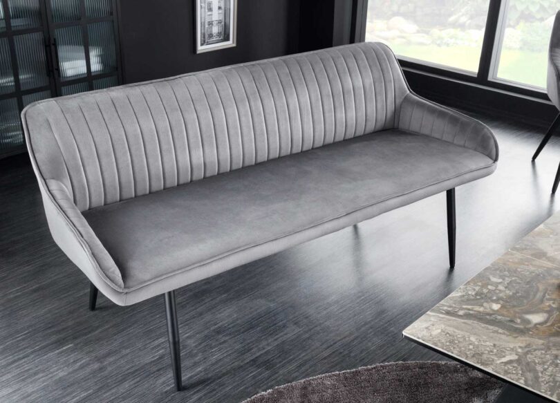 Banc d'intérieur en velours gris