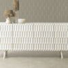 Buffet en bois blanc massif 177cm façades en reliefs desgin