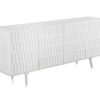 Buffet en bois blanc massif 177cm façades en reliefs desgin